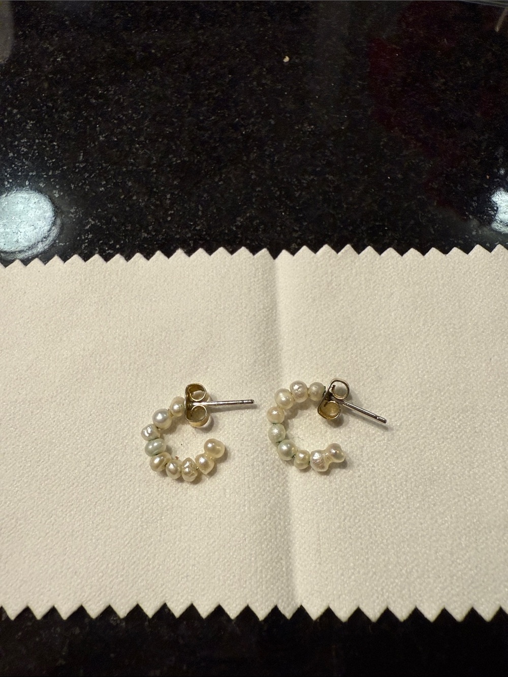 Madewell Pearl Beaded Mini Hoop Earrings - Cream and Pale Green